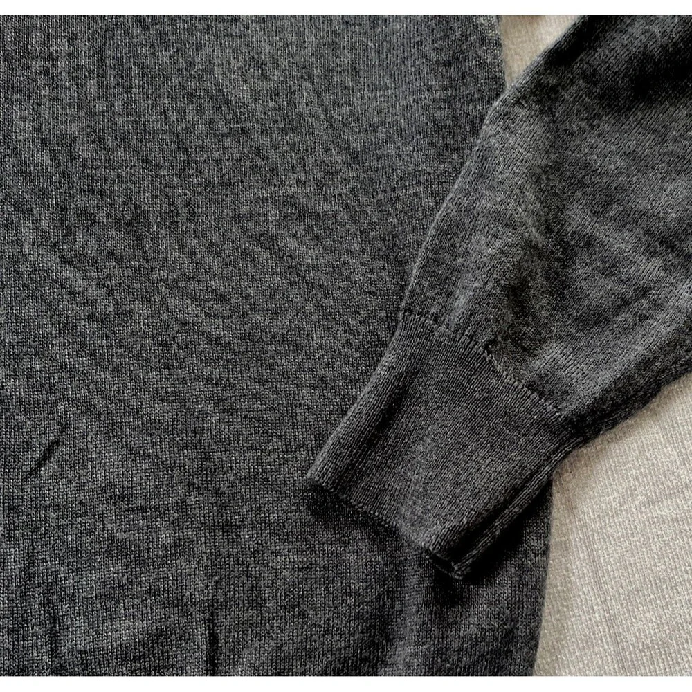 J Crew Merino Wool Blend Sweater Mens XL V-Neck Heather Charcoal Gray Washable